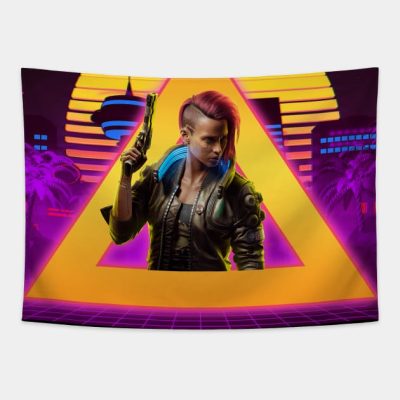 Cyberpunk Female Protagonist City Neon Tapestry Official Cow Anime Merch
