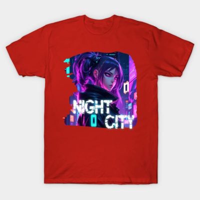 Night City Cyberpunk Girl T-Shirt Official Cow Anime Merch