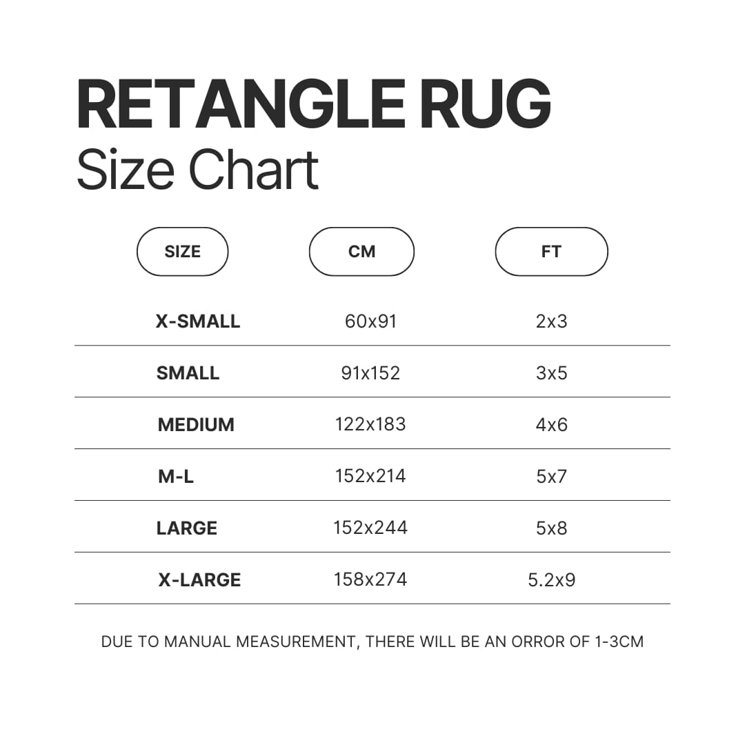 Retangle Rug Size Chart - Cyberpunk 2077 Shop